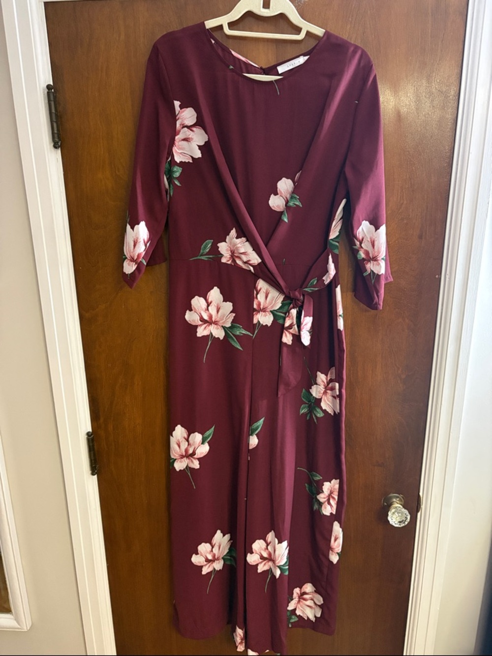 Lush Burgundy Floral Wrap Maxi Dress